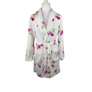 Juicy Couture Cherry Print Collared Plush Tie Robe